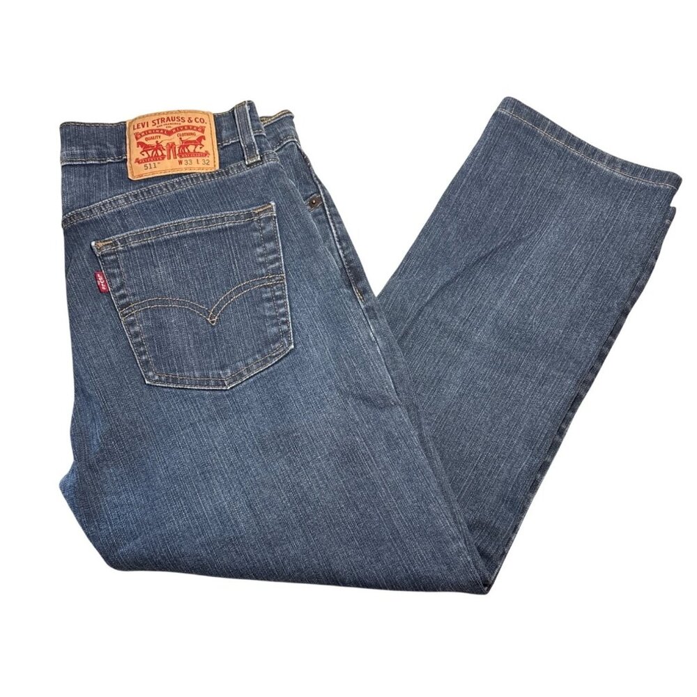 Levis 511 Slim Fit Mens Jeans W33 L 23.5 (hemmed) Medium Wash Stretch Denim
